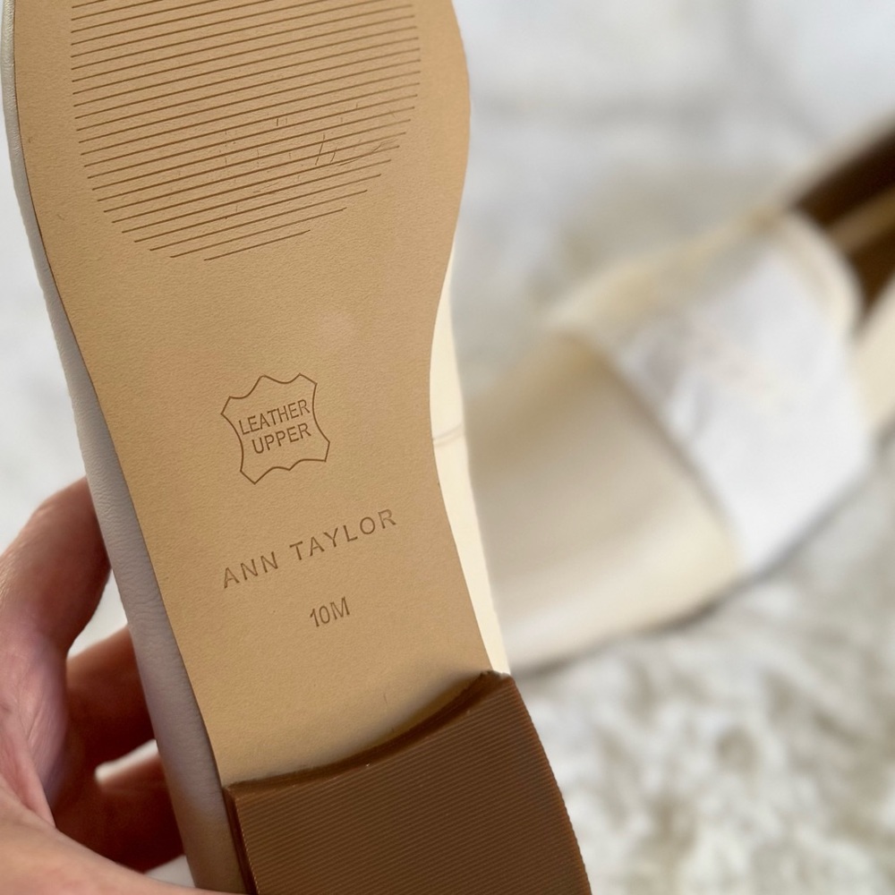 ANN TAYLOR NEW 10 10.5 Chain Leather Loafers in Pearl Shadow • Old Money Classic - Picture 9 of 14